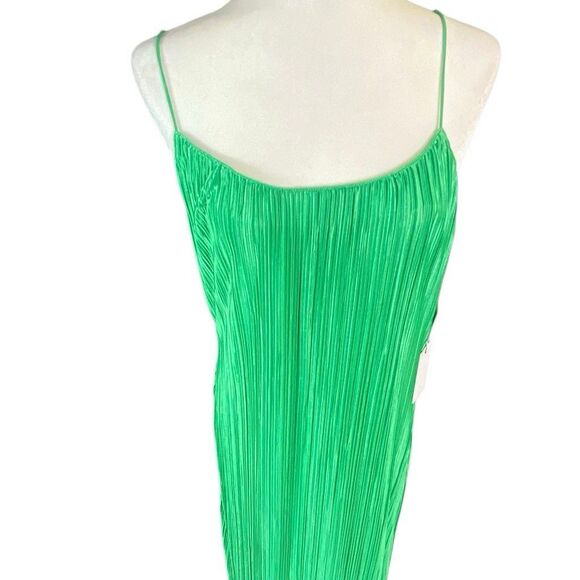 Good American Always Fits Green Plisse Slip Dress size Large (3-4) Midi pleat - Picture 2 of 7